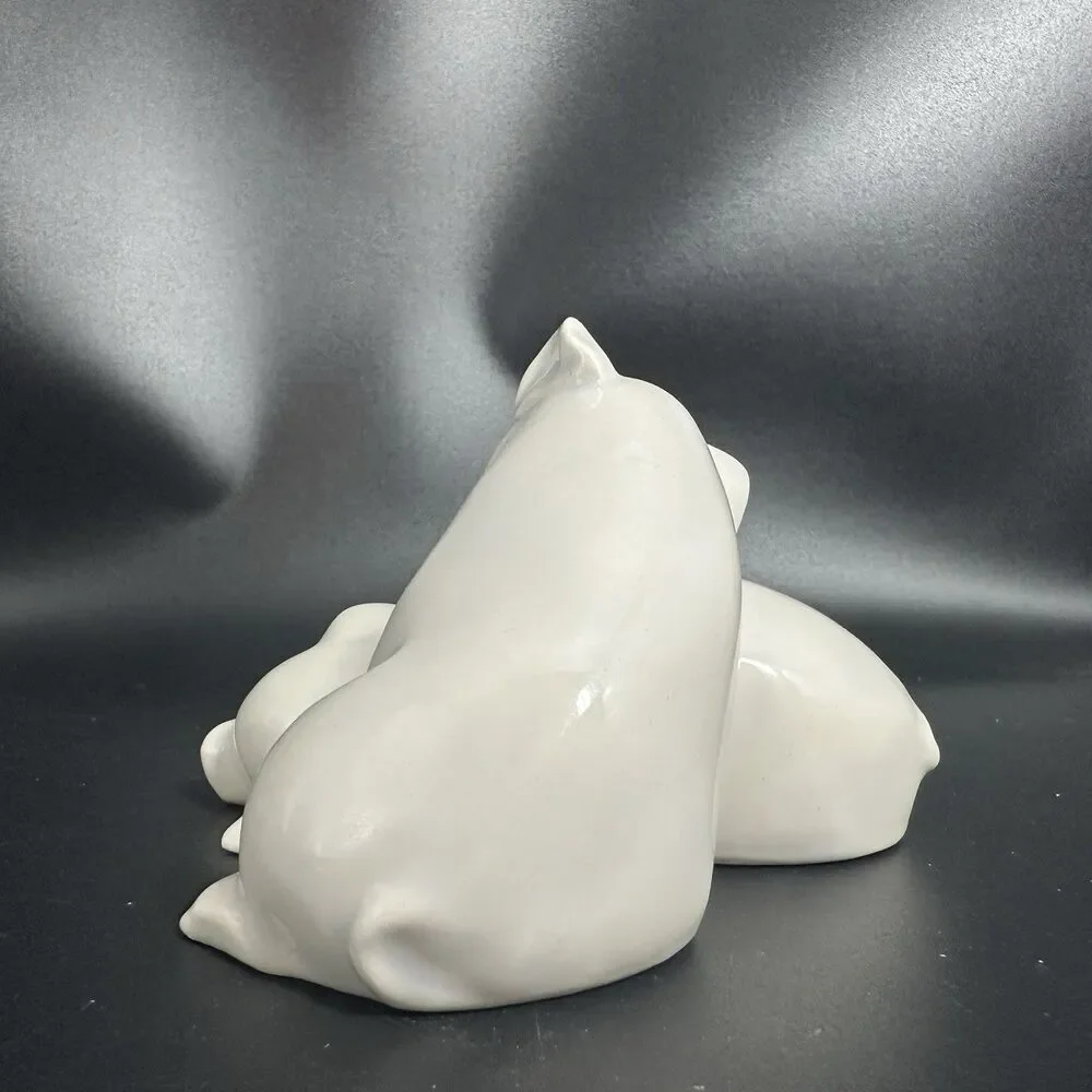 VTG USA Fine Porcelain Pig Figurine 6.25” Resting Pigs Mid Century Decor